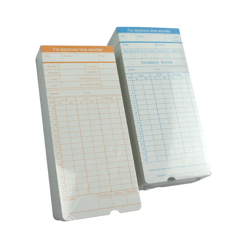 Xindabill 100 200 500pcs Time Cards Double-Sided Monthly Employee Attendance Time Clock Recorder Attendance Machine