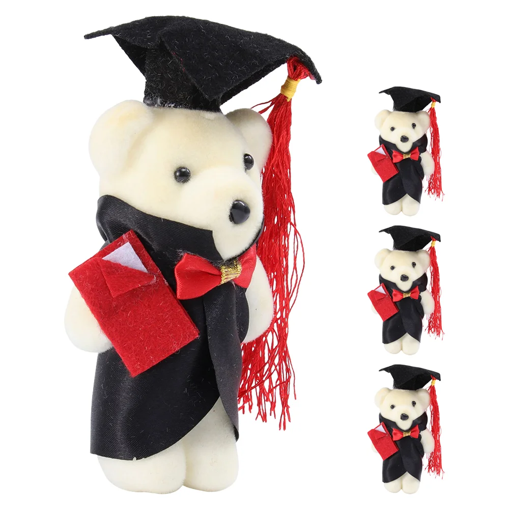 

4pcs Graduation Bear Toy Home Bedroom Bear Stuffed Toy Bear Plaything Bear Toy