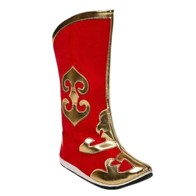 Stivali Antichi Cinesi Per Bambini Adulti Stivali Mongoli Neri Rossi Scarpe Da Spettacolo Sul Palco Accessori Per Wukong Da Sole Scarpe Wushu