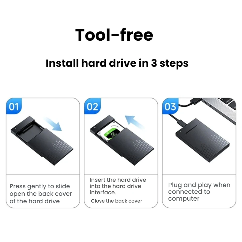 티쉬릭 외장 하드 드라이브 케이스 SATA to USB 3.0/타입 C 외장 HD 케이스 2.5인치 SSD 하드 디스크 박스/하우징 최대 5Gbps