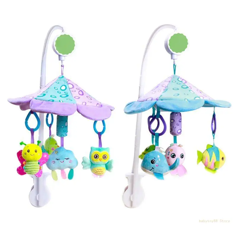 

Y4UD Baby Crib Mobile Rattles 0-12 Months Music Rotating Bed Bell Infants Plush Toy