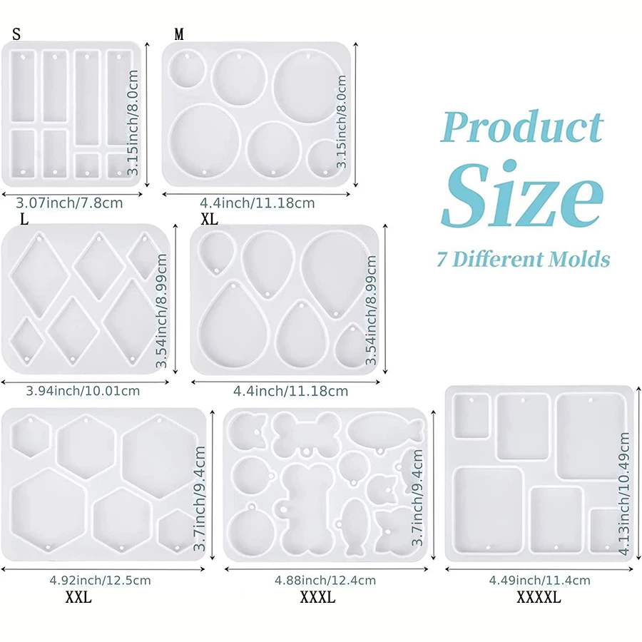 DIY Droplet Square Earrings Molds with Hole Crystal Epoxy Resin Casting Mould for Keychain Necklace Pendant Charms Jewelry Tool