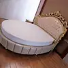 White Elegant Double BedDecoration Girls Style Wooden Circle Double Bed Modern Luxury Adults Cama Casal Furniture For Home 3