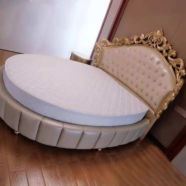 White Elegant Double BedDecoration Girls Style Wooden Circle Double Bed Modern Luxury Adults Cama Casal Furniture For Home 3