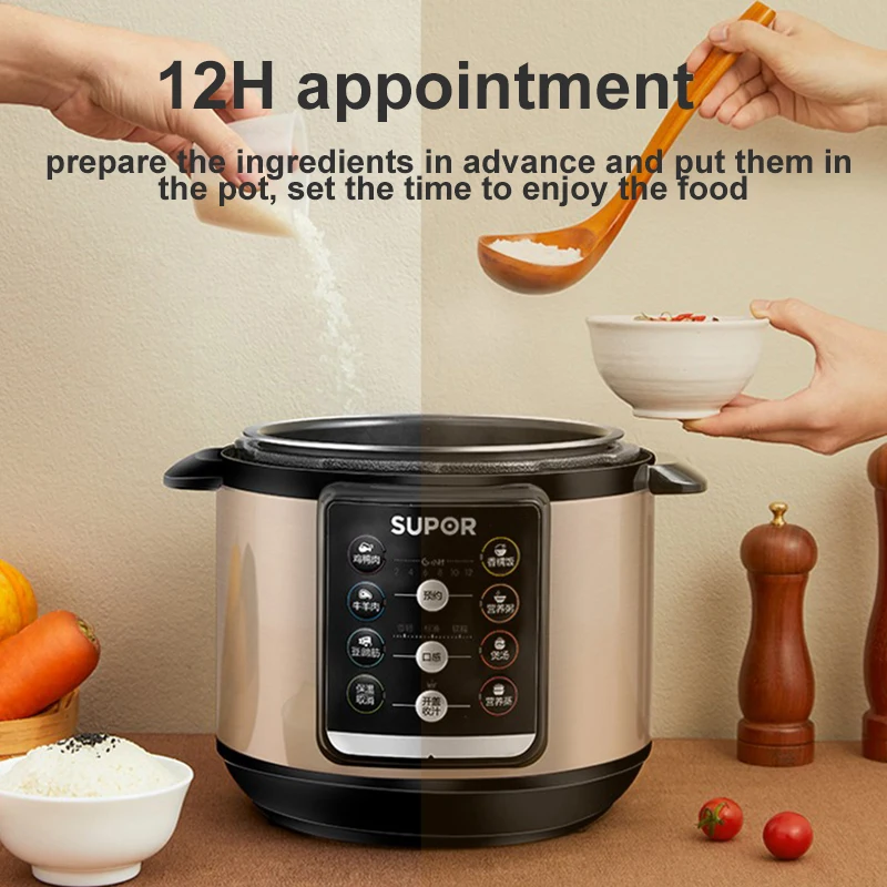 SUPOR 4L Electric Pressure Cooker Large Capacity Multifunctional Rice Cooker Double Liner Kitchen Appliances For 2-8 People