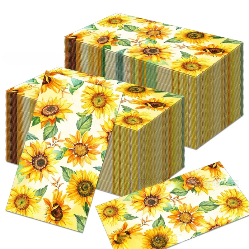 20pcs/Pac 30.2*40.6cm 2-Ply Sunflower Sunflower Long Tissue Paper Party Holiday Disposable Paper Placemat Party Decoration