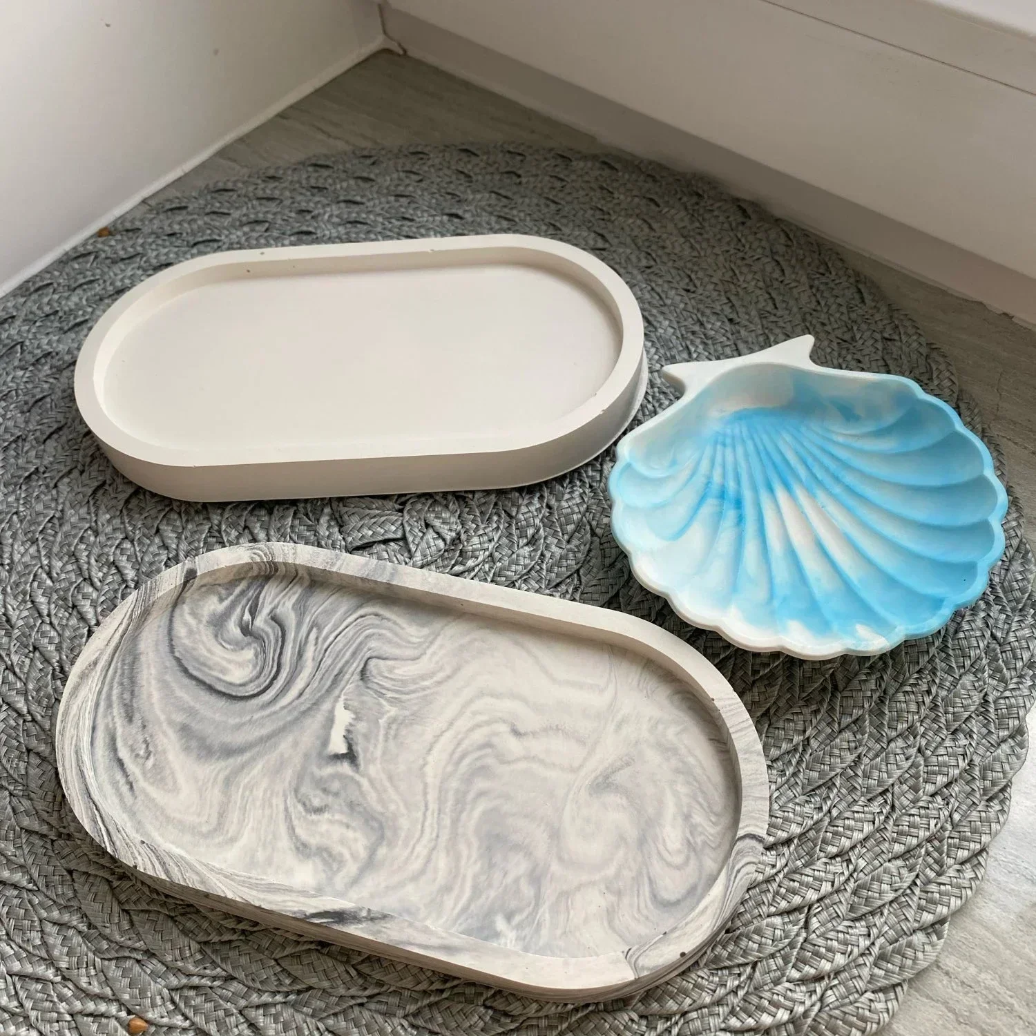 Oval Tray Silicone Mold Mat Plate Flower Pot Concrete Silicone Mould Resin Square Round Hexagonal Coaster Mold Craft Home Decor Silicone Mold