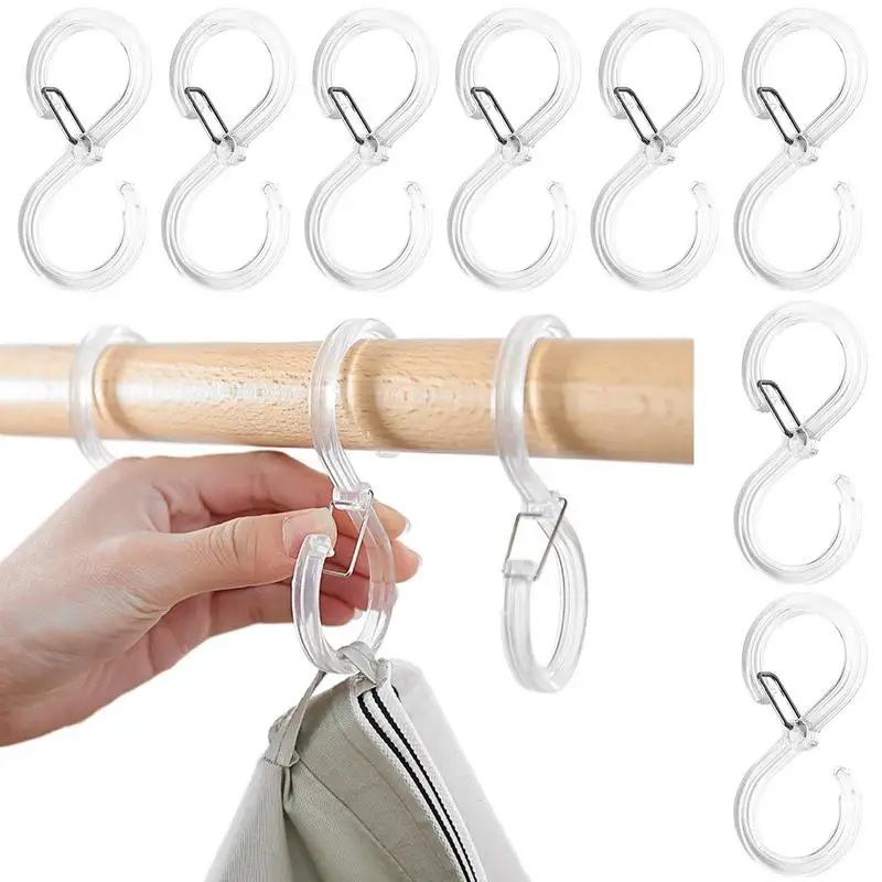 

S Shape Hooks 8PCS Wardrobe Bathroom Hooks Heavy Duty Hangers Multifunctional Safety Buckle Kitchen Hook For Closet Clothes Bags