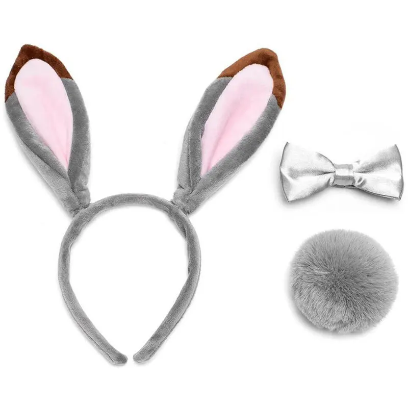 Zootopia Judy Cosplay Bunny Ears Gray Rabbit Plush Ear Simulation Bendable Ears Headband Cute Accessories Gifts Kids