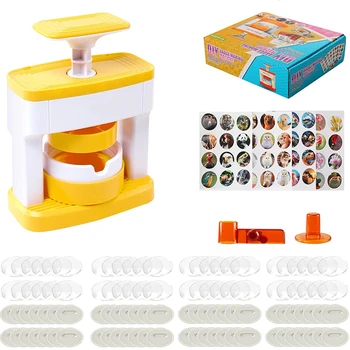 Badge Maker for Kids, DIY Pin Button Badge Maker Machine, Portable Press Machine Badge Punch Kit with 48 Patterns Badges
