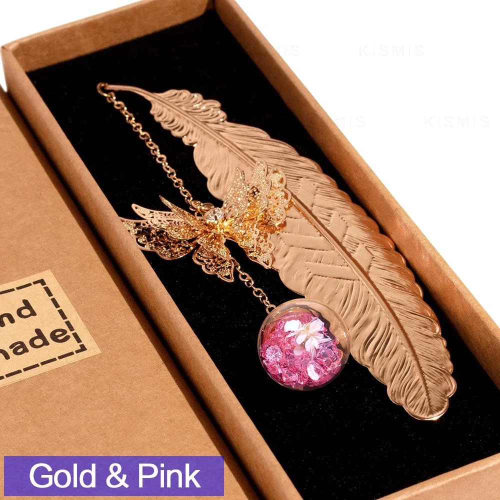 QXUJI 2PCS Butterfly And Feather Bookmarks For Reading Women Metal Book Marks For Book Lovers For Birthday Valentines Day Christmas Teachers Da~p121983634