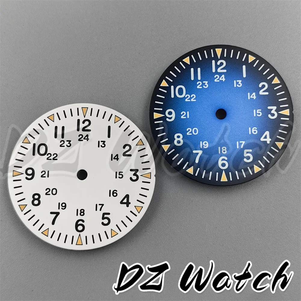 Enhanced Luminous Watch Dial - 29mm Black, White, and Blue