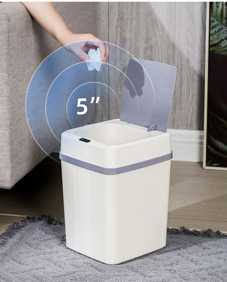 

Мусорная корзина 14L с умным датчиком для кухни, автоматическая электрическая мусорная корзина для ванной комнаты, семьи, гостиной, корзина с трещинами, мусорная корзина