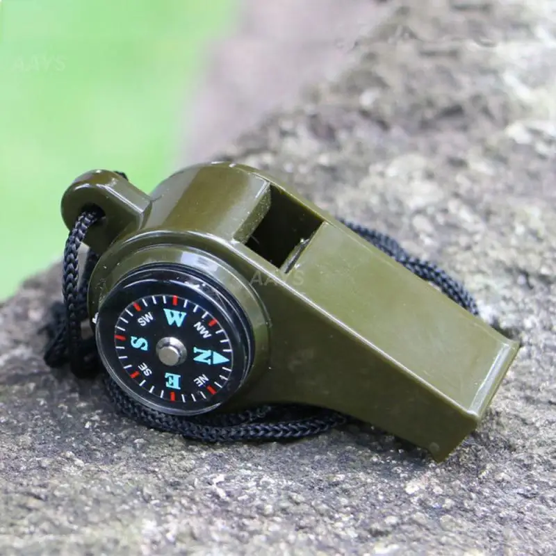 Survival Whistle 3in1 Mutifunction Lightweight Thermometer Compass For Camping Hiking Outdoor