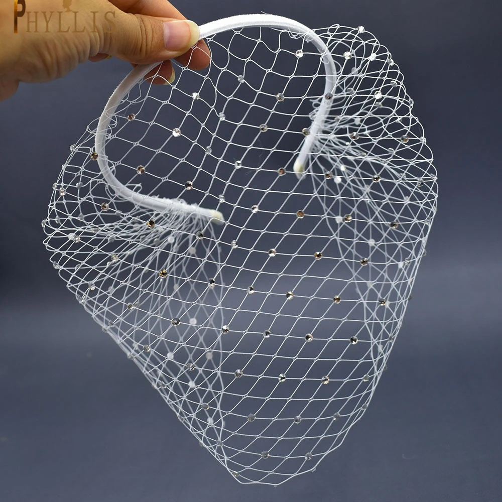 JM06 Handmade Birdcage Veil Rhinestone Headband Fascinator Hat Vintage Wedding Bridal Headpiece Hairbands Party Hair Accessories