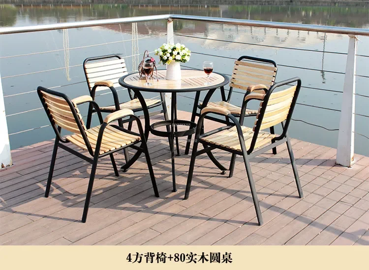 Description Picture 6 of itemModern Simple Solid Wood Garden Furniture Sets Wrought Iron Patio Furniture Leisure Table and Chair Balcony Outdoor Furniture