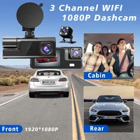 Caméra de tableau de bord WiFi pour voiture, 3 caméras FHD 1080P, enregistreur vidéo, 3 canaux, vue avant et arrière, Vision nocturne, boîte noire DVR pour la sécurité des véhicules 3