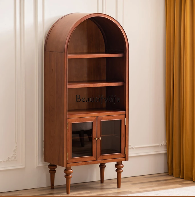 

Retro Solid Wood Decorative Arch Dining Side Integrated Wall Sofa Arch Top Side Cabinet
