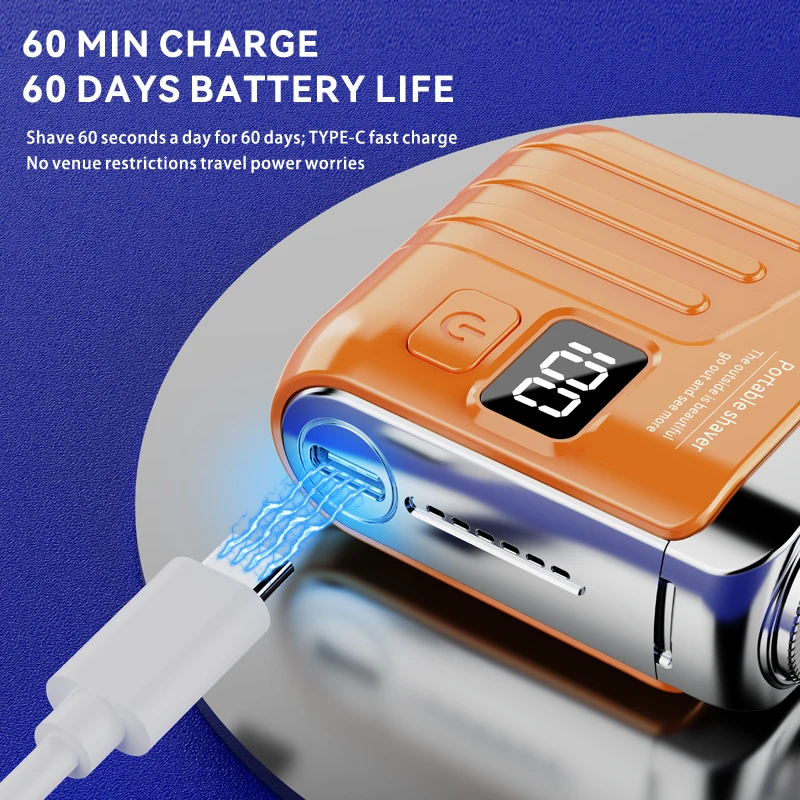 Xiaomi Electric Smart Shaver Digital Display Mini Dual Blade Rechargeable Shaver Household Car Shaver Powerful Men's Gift Shaver 3
