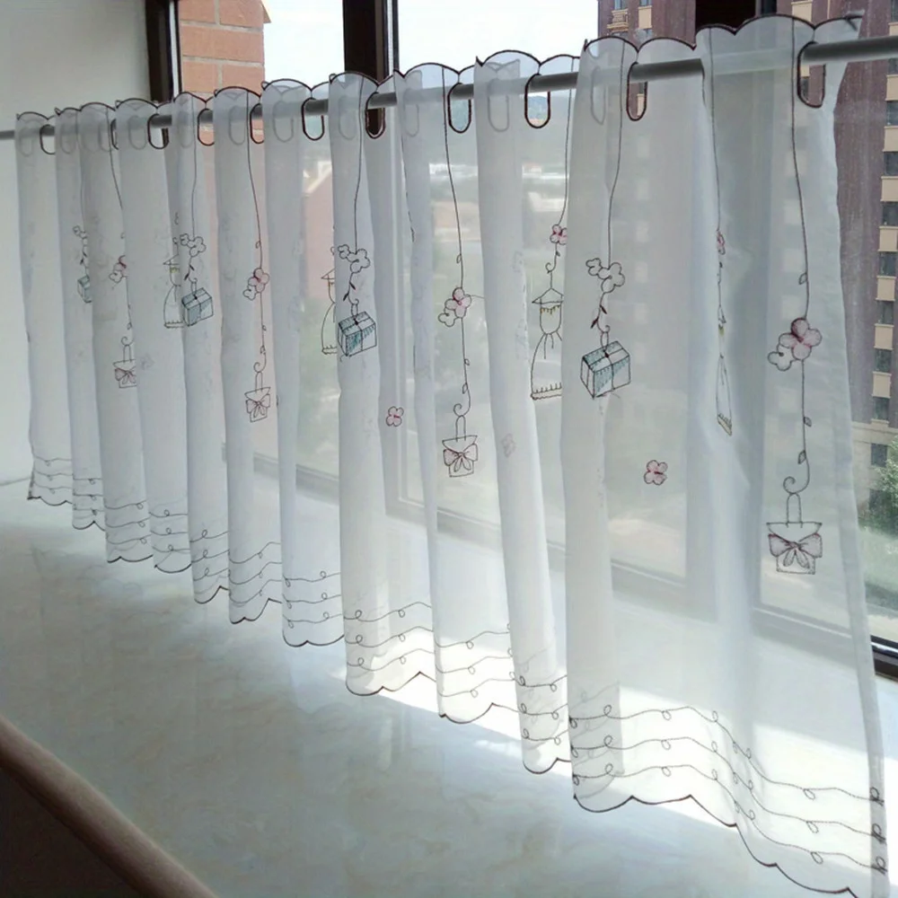 Window Curtains Tie Valance Curtain Kitchen Curtain Short Curtain Valance Lovely Cabinet Window Drapes Small Window Home Decor Transparent Voile