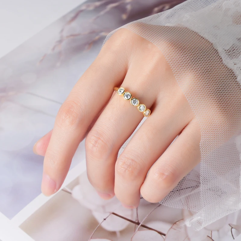 Bague D'éternité En Argent Sterling CZ Pour Femme, Boîte-cadeau D'alliances Avec Zircons Cubiques 925 - France