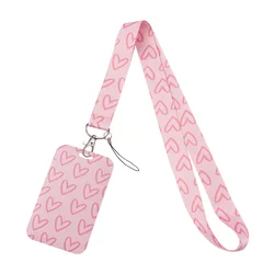 Pink Love Lanyard Neck Strap Keychain with Cute Romantic Card Holder and Keyring Accessories (2)