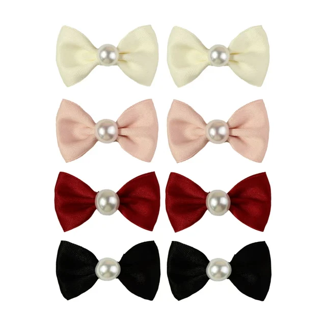2PCS Pearl Solid Color Dog Hair Clips Dog Bows With Alligator Clip Pet Puppy Hair Clips Accessories Pet Supplies For Dogs Bows
