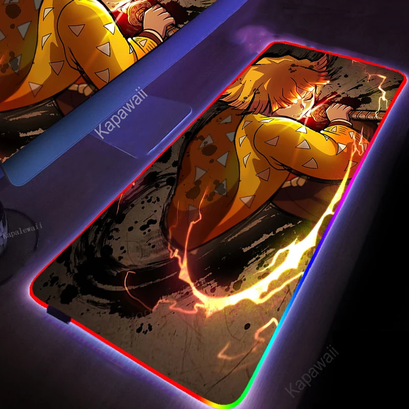 

Gaming Mouse Pad Demon Slayer RGB Mouse Pad Gamer Computer Mousepad RGB Backlit Mause Pad Large Mouse Desk Keyboard LED Mice Mat