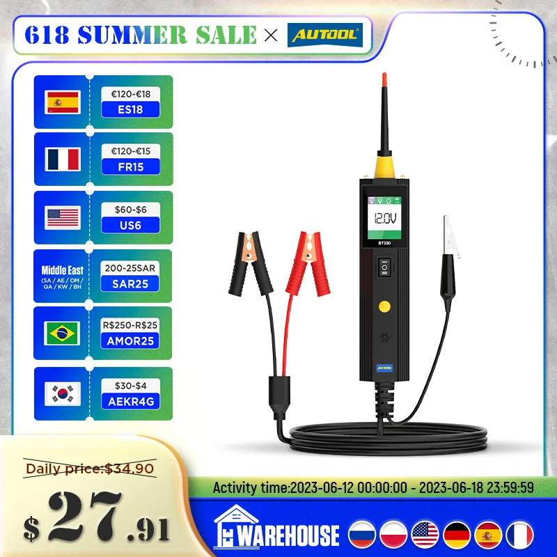 Autool Bt250 Electrical System Diagnostic Tester Tool 630v Circuit