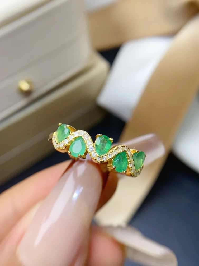 

Natural Emerald Rings for women silver 925 jewelry luxury gem stones 18k gold plated free shiping items