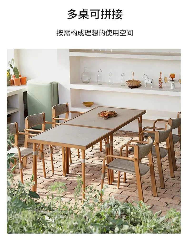 Waterproof UV Rattan Garden Set New Chinese Style Patio Tea Table Chairs Outdoor Patio Furniture Rattan Patio Furniture Muebles