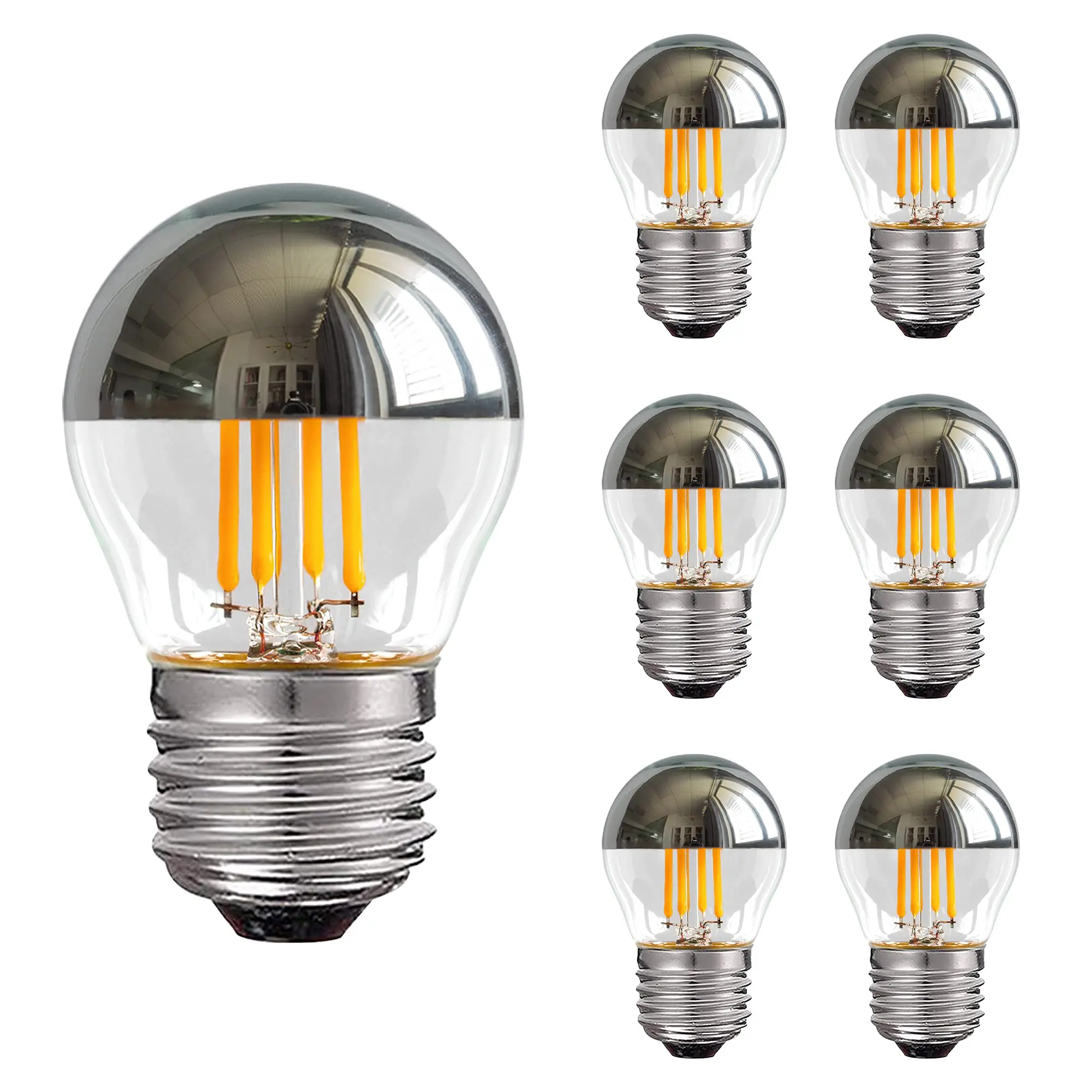 4W LED Crown Silver Light Bulb E14 G45 Mirror Top Warm White or Cool White