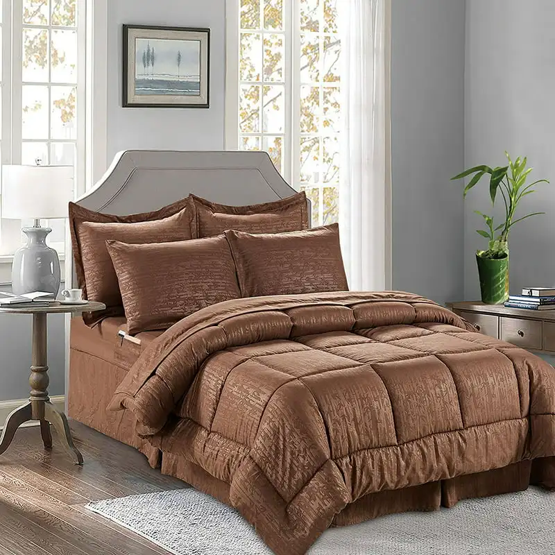 

Solid Print 8 Pieces Bed-in-a-Bag, Full/Queen with Shams