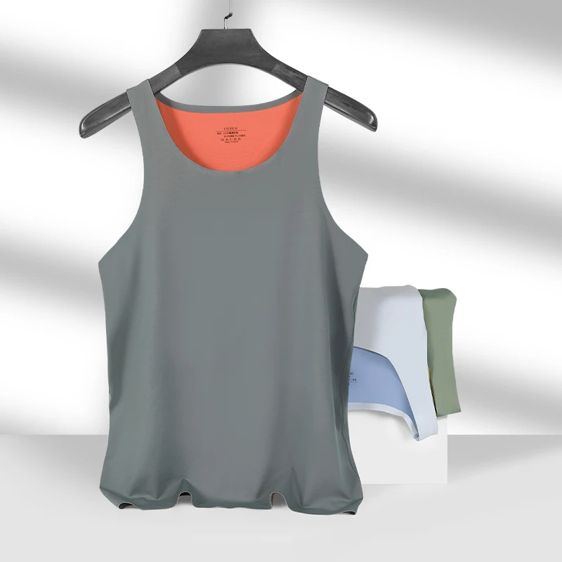 Men's seamless vest breathable slim youth sports foundation hurdle I loose summer thin halter undershirt men underwear cotton vest men undershirt short sleeve undershirt sports sleeveless vest cotton sleeveless t shirt