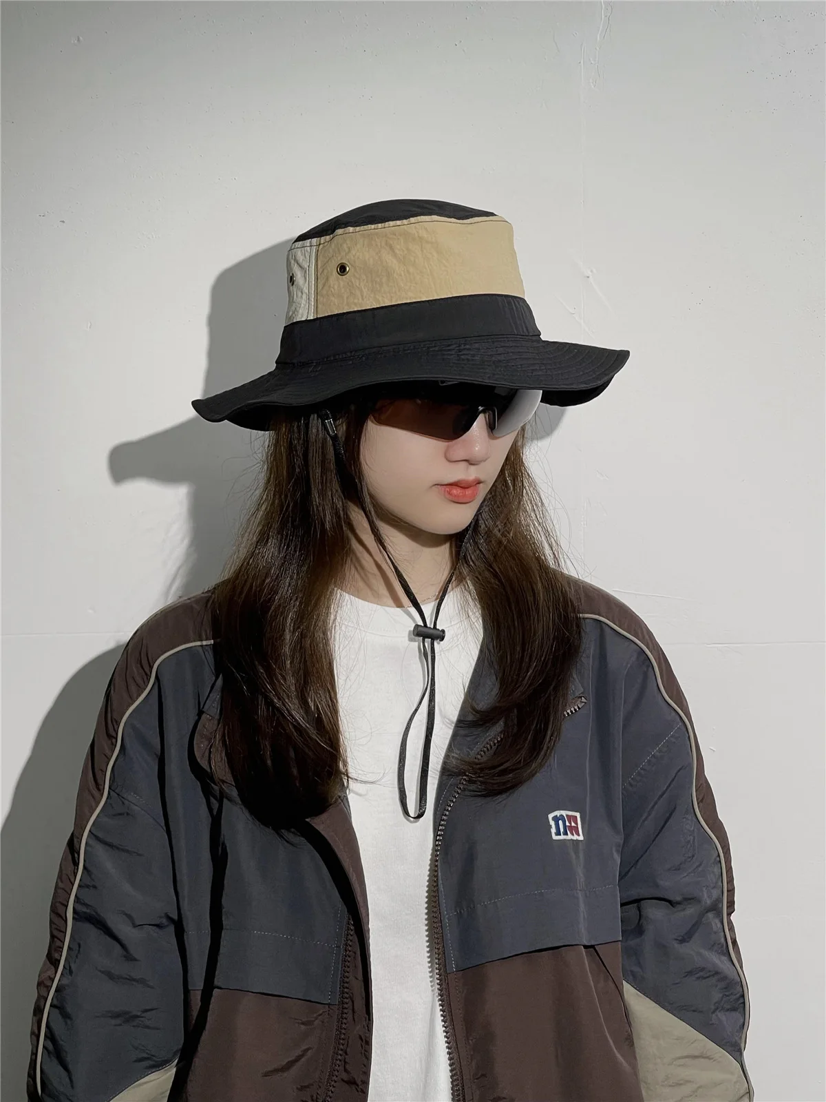 Women Men Japanese Camping Color Block Fisherman Hat Summer Outdoor Windproof Cap Bucket Hats_voghion.com