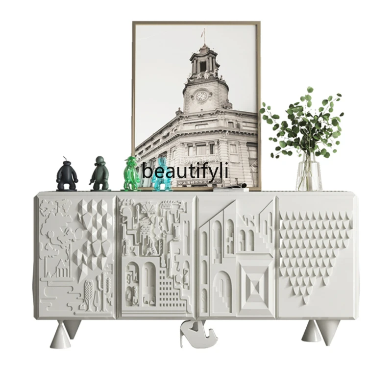 

Nordic Style Embossed Sideboard Storage Side Cabinet Household Entrance Cabinet