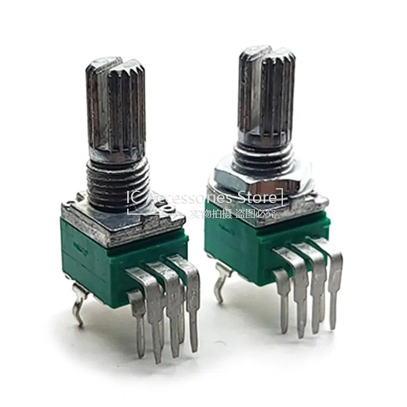 5PCS RK097 Vertical Dual 6 Pin B10K 50K 100K Tuning Dimming Resistor Adjustable Potentiometer Flower Shaft Length 15MM multiturn potentiometer,linear potentiometer,rotary potentiometer,potentiometer kit,trimmer potentiometer,adjustable resistor,electronic components