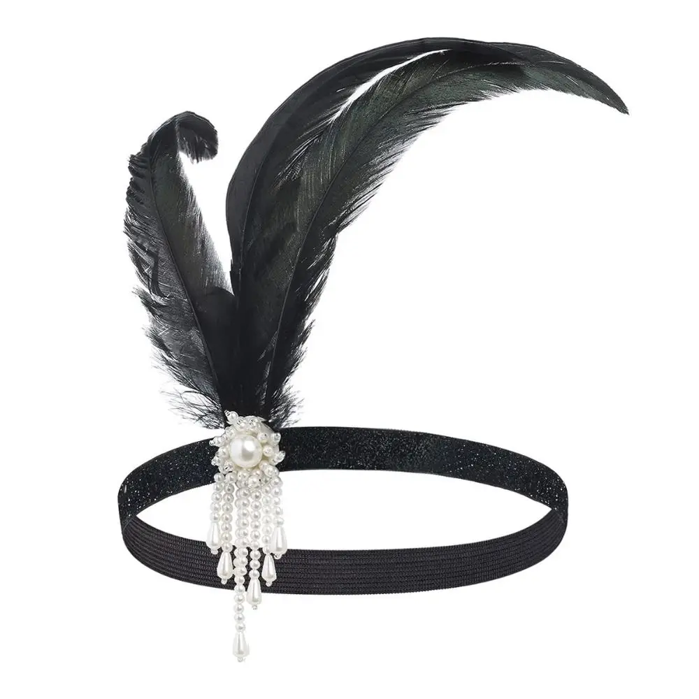 Elegant Feather and Tassel Diamond Cosplay Hairband