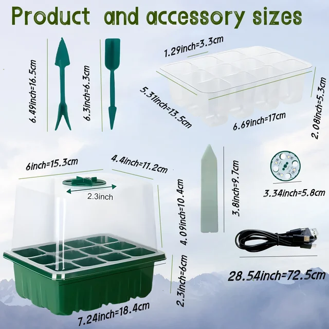 1/5PCS Grow Own Plants with This Complete Seed Starting Kit Includes ,Seedling Starter Trays ,Full Spectrum Plant Growth Lamps 4