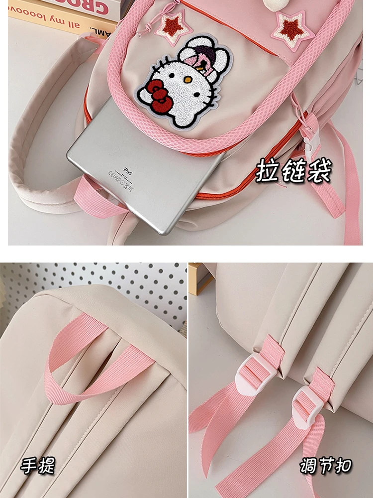 Hello Kitty New Cute Cartoon Girls Backpack Large Capacity School Bag Female Student School Bag Casual Fashion Backpack Women