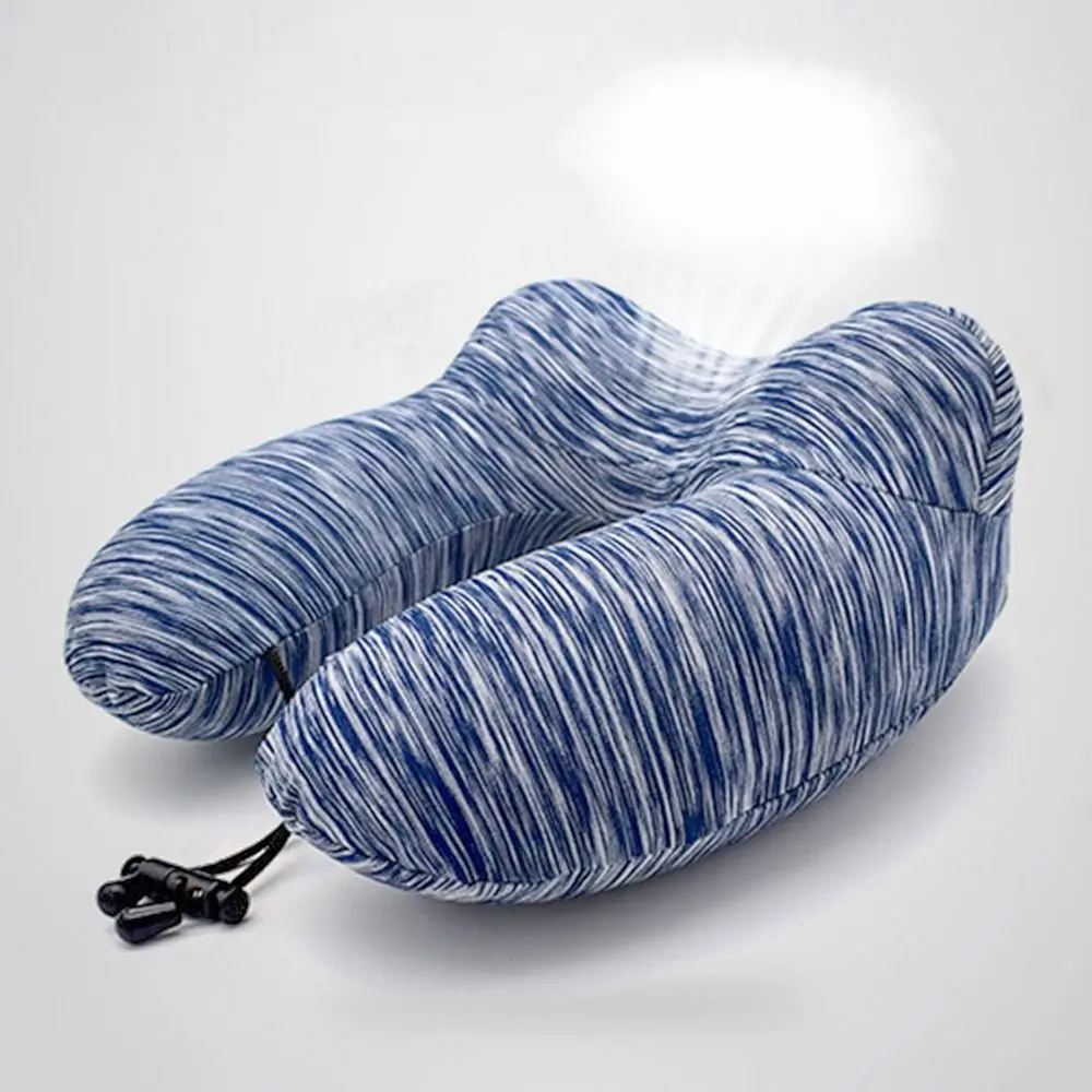 

Breathable Fabric U-shaped Pillow Inflation Tibetan Blue Neck Mat Portable Travel Essentials Travel Pillow Trip