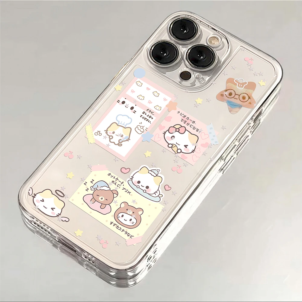 Charming Rilakkuma Cat Illustration Phone Case - Soft TPU Cover