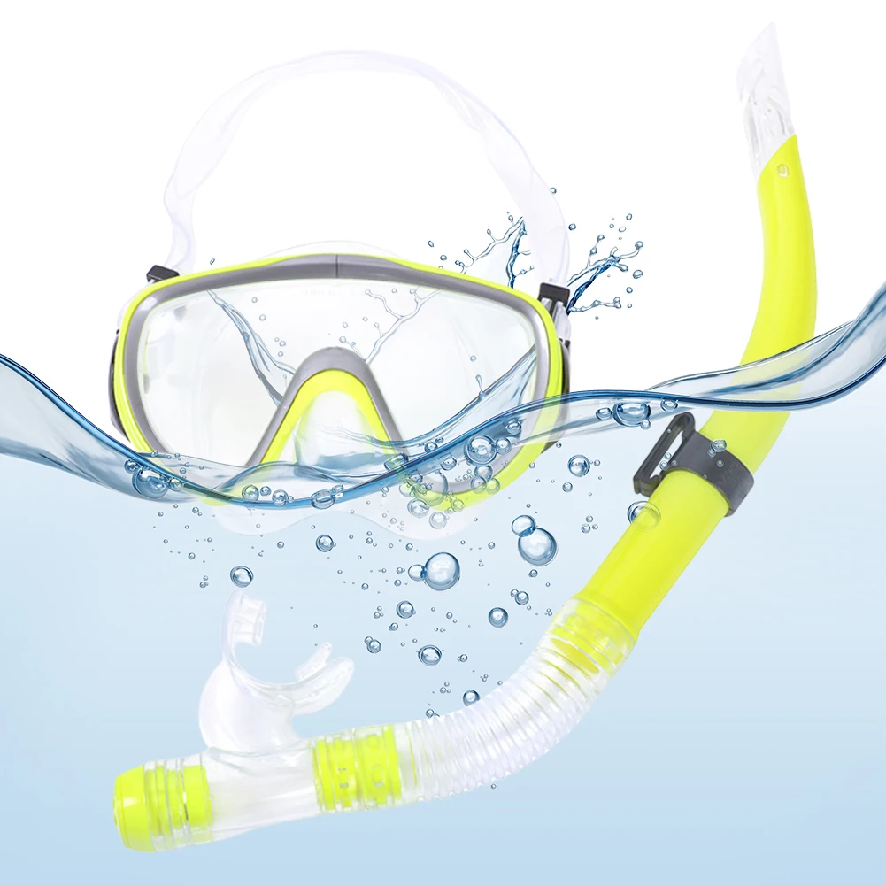 Diving Mask & Snorkel Set Adjustable Scuba Diving Mask No Leakage Diving Snorkel Tube Anti-Fog for Swimming Snorkeling