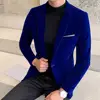 Velvet Men Temperament Turndown Collar Single Button Slim Fit Men Suit Coat Elegant Velvet Lining Male Formal Suit Jacket 3