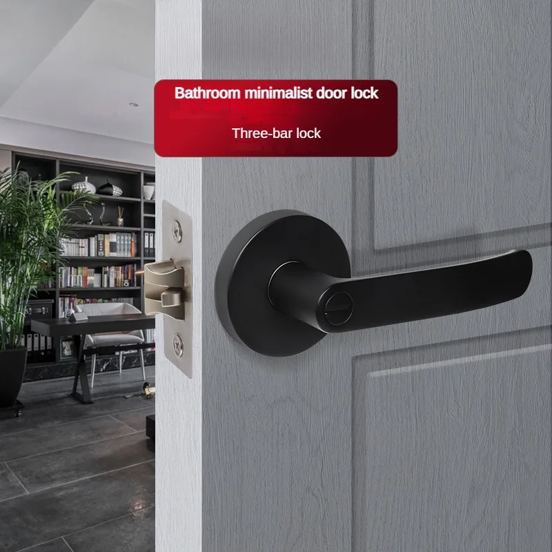 New-Hotel-Bathroom-Handle-Lock-Three-Bar-Lock-Indoor-Bedroom-Door-Lock ...