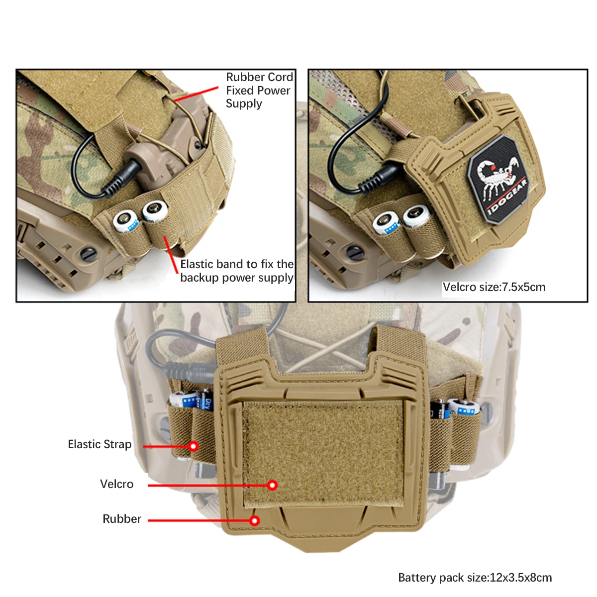 Tactical Helmet Multifunctional Helmet Cloth, Helmet Nylon Weight Bag, Night Vision Device Battery Box Protective Cover