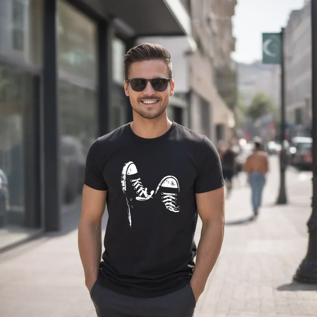 Cool Shoes Men’s Oversized T-Shirt | Urban Streetwear Back & Front Print Cotton Tee