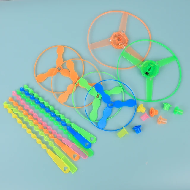20pcs Flying Helicopter Hand Rotating Circle Bamboo Dragonfly Hand Friction Plastic Propeller Outdoor Flying Toy Children's Gift 6