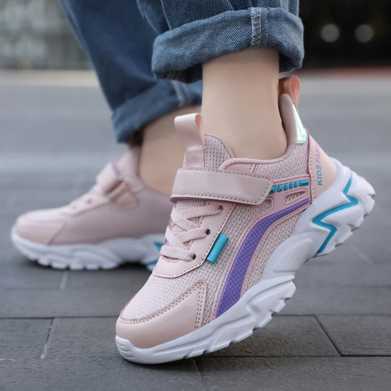 Lightweight Girls School Sneakers - Anti-Slip Breathable Casual Shoes Sizes 28-39