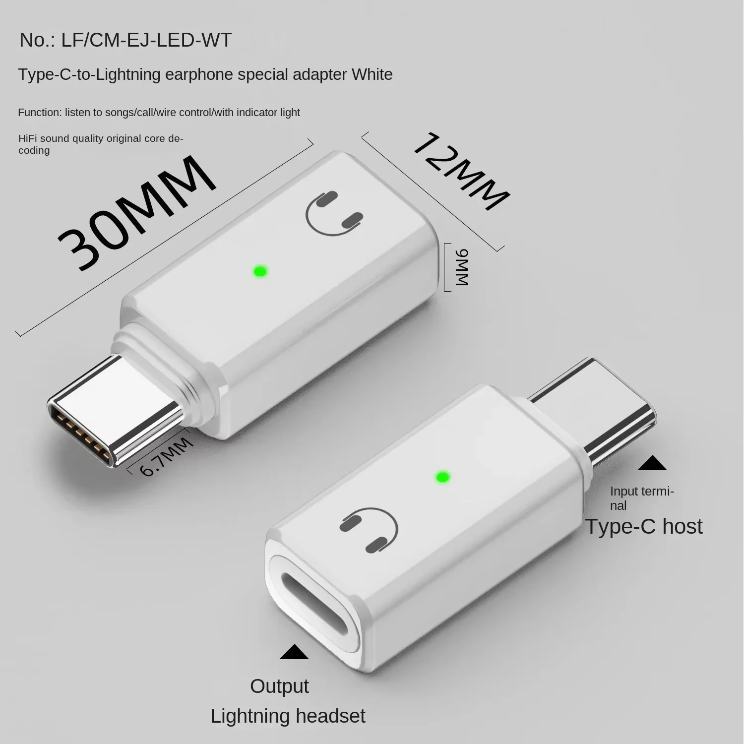타입 C - IOS 헤드폰 오디오 어댑터 USB C(남성) - IOS(여성) 커넥터 아이폰 16 아이패드 삼성 맥북 이어폰 변환기